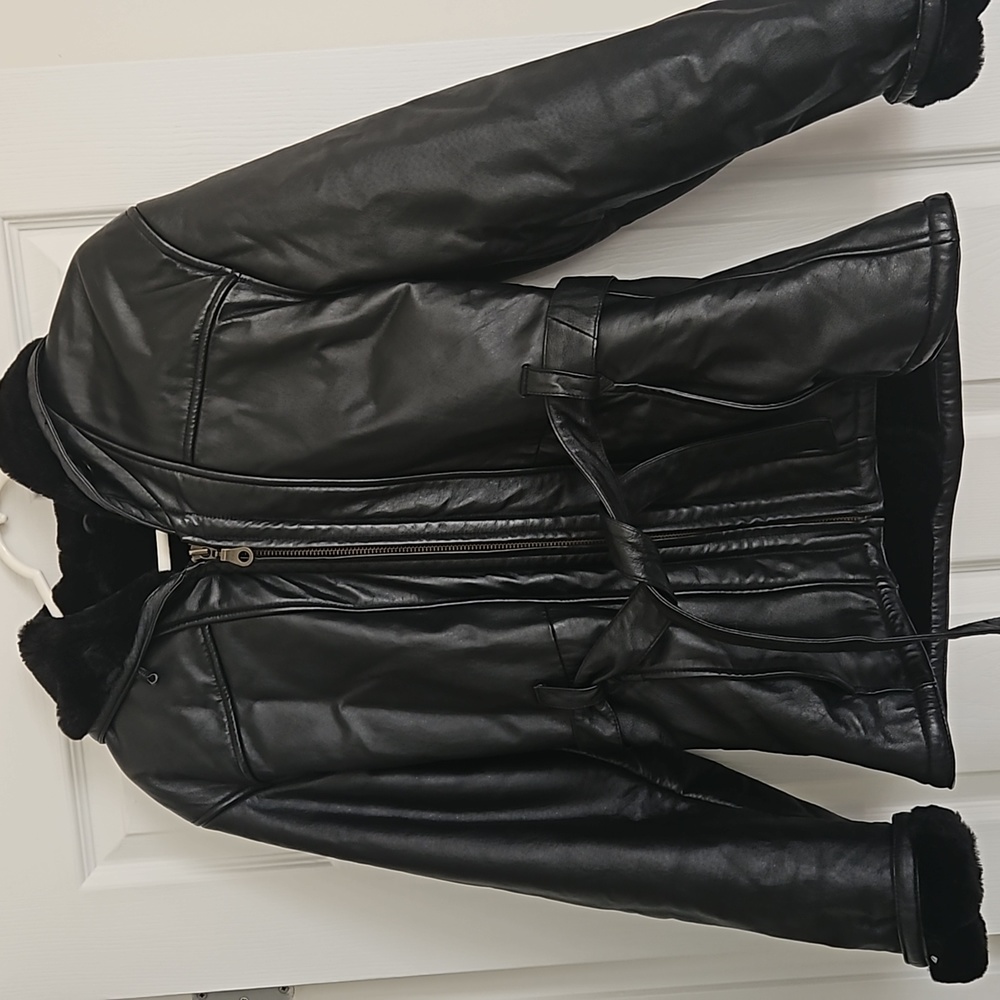 Womens winter leather coat